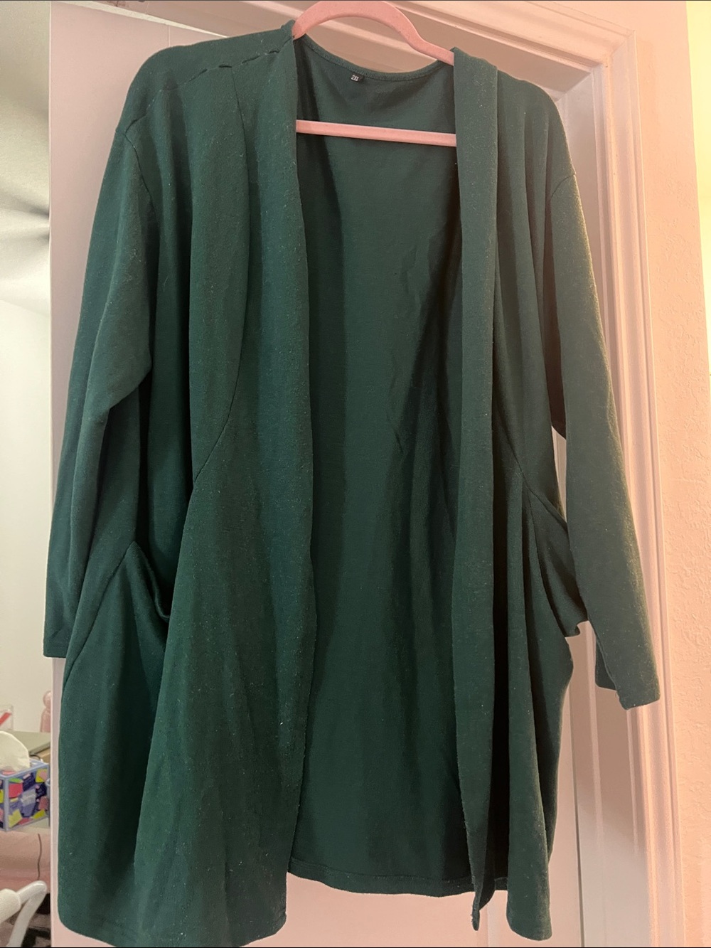 Casual Open-Front Women’s Sweater Cardigan - Deep Green